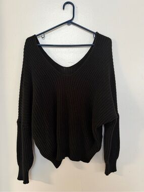 Black V-Neck Women's Knit Sweater